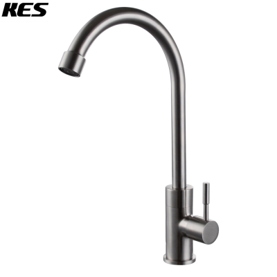 kes k8050a/b sus304 stainless steel cold tap single lever kitchen pantry bar faucet lead- with 24-inch supply hose, brushed