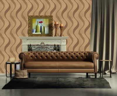 lf-77107 wave lines roll luxury classic grey damask on coffee flocking background wallpaper