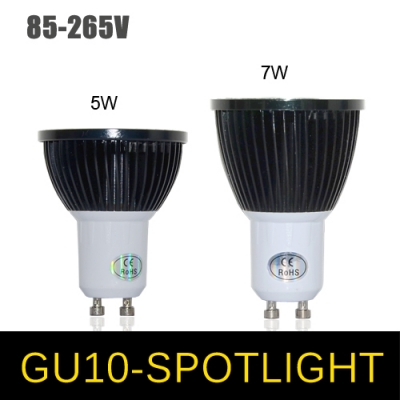 newesttungsten steel casting body cob cree led spotlight lamp gu10 5w 7w ac 85v-265v ultra bright led bulb downlight 6pcs/lots
