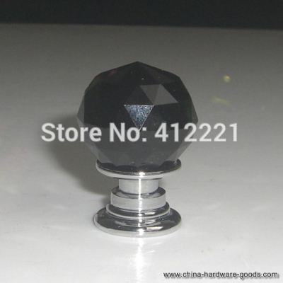 no freight 10pcs 20mm black crystal glass children furniture knob for wardrobe cabinet from china factory whole in chrome