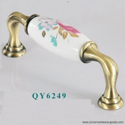 qy6249 96mm 3.78" retail ceramic cabinet cupboard knob drawer wardrobe pulls handles