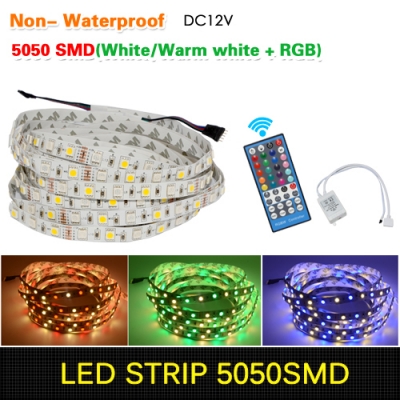 smd 5050 rgbw rgbww led strip flexible light dc 12v rgb + white / warm white 60leds/m + 40key ir reote controller