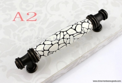 10pcs black rock crack archaize ceramic flower knobs white handles pull decoration drawer cupboard closet