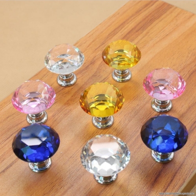 10pcs/lot diamond shape transparent crystal glass pull handle cupboard cabinet drawer door furniture knobs hardware