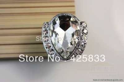 10pcs single hole k9 crystal zinc alloy furniture bright chrome clear drawer knobs handle kids diamond pulls