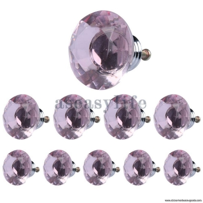 10x diamond shape crystal glass drawer cabinet pull handle knob light pink asaf