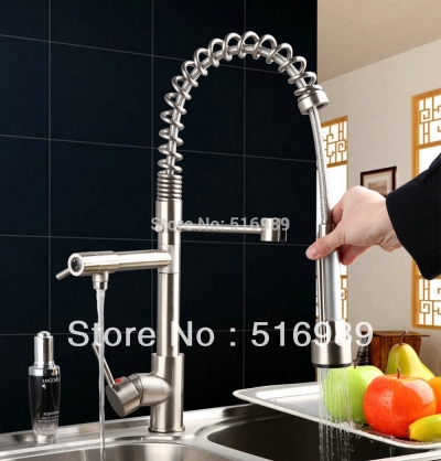 2014 spring kitchen sink vessel solid brass faucet with two spouts ds-8525