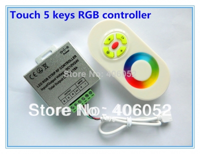 2014 top fasion new yes ccc ce rohs black white 12v rf 5 key rgb led touch controller 18a for 5050 smd strip dc 12-24v