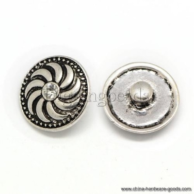 20pcs crystal alloy rhinestone flat round with spiral jeans snap buttons about 19mm in diameter,9mm thick,knob: 5~6mm