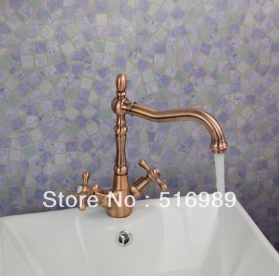 antique copper brass bathroom sink faucet single handle swivel spout kitchen water tap sam176