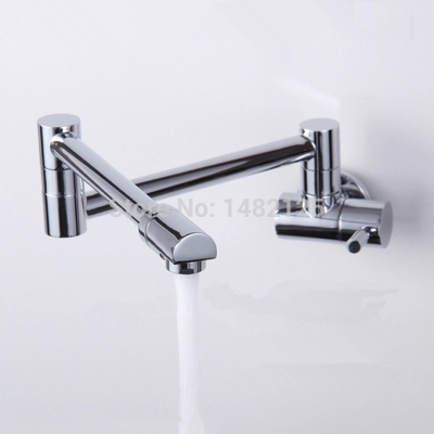 brass chrome finish restractable folding kitchen faucet sink mixer single cold wall tap pot filler [kitchen-faucet-4069]