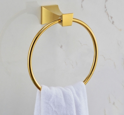brass round wall-mounted bathroom golden towel holder towel rings towel racks gb005a [bathroom-accessory-1501]