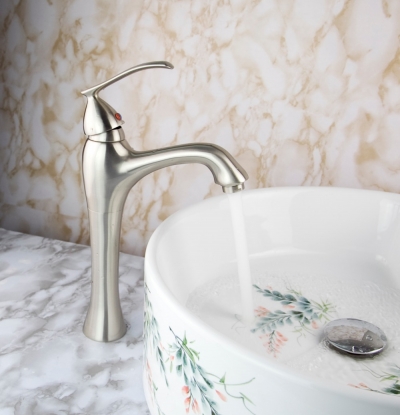 brushed nickel best quality brass waterfall bathroom basin faucet single handle hole vanity sink mixer tap n1 [nickel-brushed-7366]
