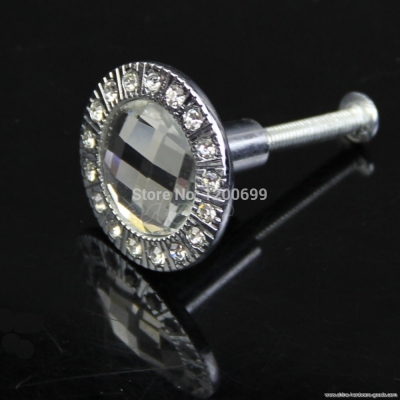 c18 - kitchen round clear crystal cabinet drawer knob handle wardrobe hardware [Door knobs|pulls-2861]