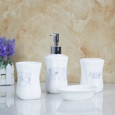 ceramic soap dish dispenser tumbler toothbrush holder bathroom accessory set xld8009 [4-pcs-ceramic-accessories-set-769]