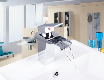 e-pak l8259/1 wonderful durable deck mounted waterfall spout single handle polished chrome bathroom basin mixer tap basin faucet