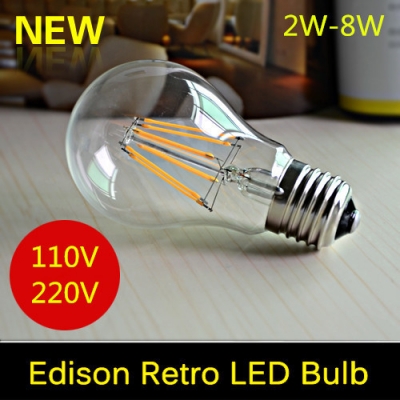e27 2w 4w 6w 8w led chips led bulb light lamps glass globe lamp edison led filament bulb warm white 110v 240v lampada led