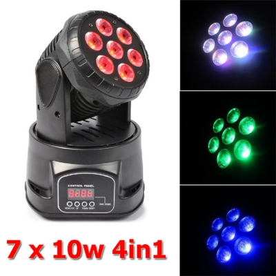 eyourlife new coming 7x10w rgbw 4in1 led mini moving head lighr club dj stage lighting by dmx-512 controller