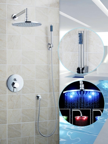 hello new bathroom rain shower set torneira do chuveiro led 10"shower head solid brass 50246-42b/00 wall mount rain shower set