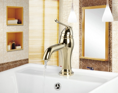 l-9827 beautiful durable single handle single hole golden bathroom kitchen tap faucet mixer basin faucet
