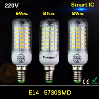 lampada led e14 bulb light lamp corn smd 5730 220v 69led 81led 89led high bright bombilla lr bombillas led lamp with smart ic