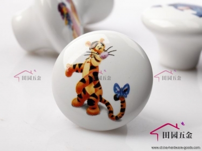 lovely tigger cartoon cute handle animals door cabinet drawer ceramic knob pulls mbs048-2