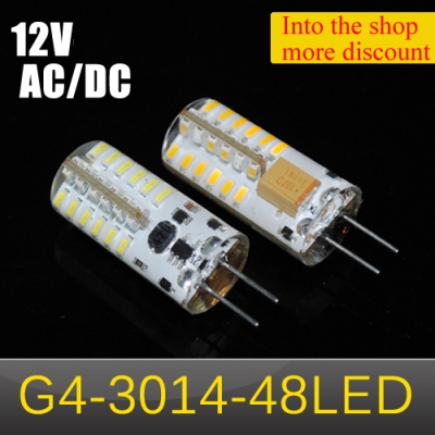 mini led lamps 5w g4 3014 smd 48 leds crystal chandelier ac / dc 12v silicone led bulbs pendant light 5pcs/lots