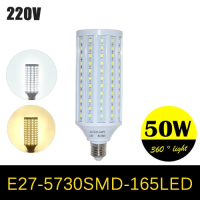 super power 50w led lamps e27 5730 5630 smd 165 leds corn led bulb chandelier ceiling light ac 220v 240v pendant lights 1pcs/lot