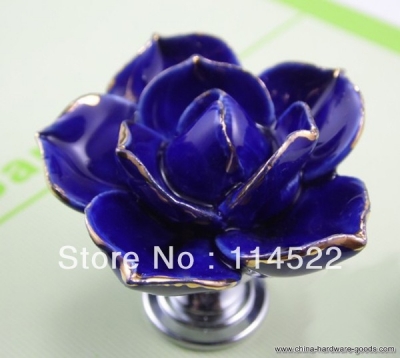 zinc alloy with hand made ceramic blue flower knobs handles new item cabinet pull kitchen cupboard knob kids drawer knobs mg-18