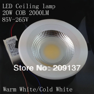 10pcs/lot , 20w cob led ceiling light 2000lm warm/cool white,ceiling light high power led down light