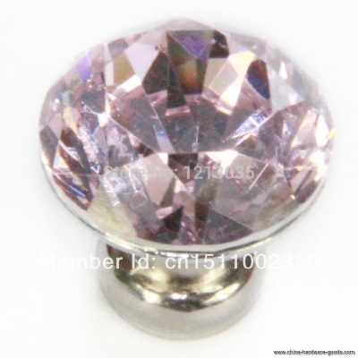 10pcs pink 30mm diamond shape crystal glass cabinet knob cupboard drawer pull handle