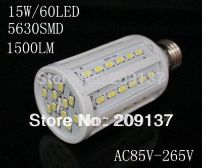 5630 smd 60led 15w warm white/cold white e27 b22 ac110-240v led corn bulb lamp light 30pcs/lot