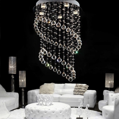 best sell modern spiral design chandelier home lighting luster k9 crystal lights for living room