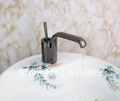 black basin and cold water fashion brushed nickel brass bathroom basin faucet sink single handle mixer tap tree909 [nickel-brushed-7355]