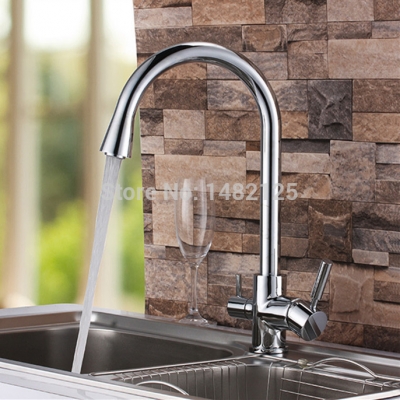 brass chrome finish 3 way water filter tap pure water kitchen faucet