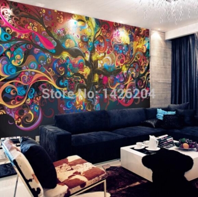 living room tv background wall wallpaper murals personalized customized 3d stereoscopic character abstract large murals of tree