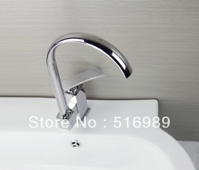 modern bathroom single handle kitchen sink faucet swivel spout in chrome finish hejia40