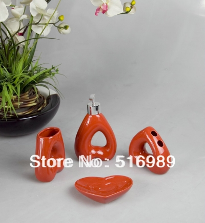modern design 4pcs ceramic bathroom accessory set beautifull flower a-189