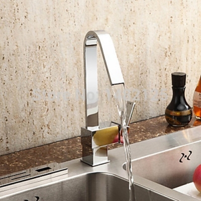 solid brass modern kitchen faucet in chrome
