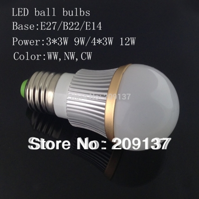 10pcs/lot dimmable bubble ball bulb ac85-265v 9w 12w e14 e27 b22 gu10 high power globe light led light