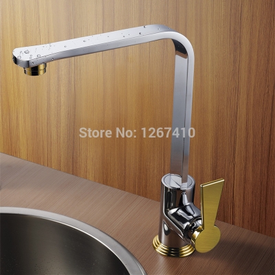 2014 new arrival luxurious brass golden finish kitchen faucet mixer taps