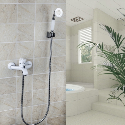 and cold mixer wall mounted faucets,mixers &taps white painting bathroom faucet with handle shower spray ds-92272-1