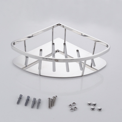 bathroom corner triangular tub and shower caddy basket polished stainless steel [super-deals-8825]