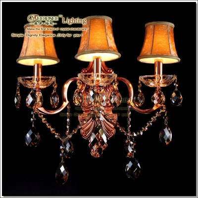 classic crystal wall sconces light fixture wall lamp with fabric lampshade good for home decoration mds37-3b