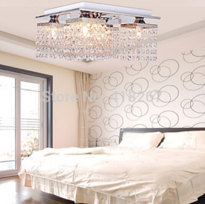 crystal ceiling light with 5 lights chrome, modern flush mount ceiling lights fixture for hallway, bedroom, living room