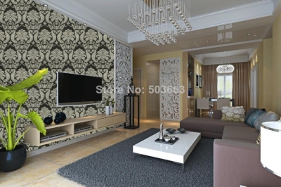 cs0107 embossed textured wall paper damask non-woven victorian wallpaper
