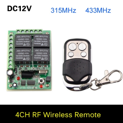 dc 12v 10a 4 ch 4ch channel rf wireless relay remote control switch 315 mhz 433 mhz transmitter receiver