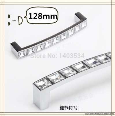 length 141mm hole pitch 128mm = 5.04 inch crystal glass handle drawer handle furniture pulls cabinet handle