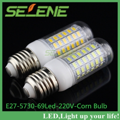 newest 5pcs/lot e27 bulb led lighting smd5730 ac220v led corn bulb lights e27 20w 69led 5730 smd corn lighting