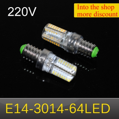 newest mini led lamps e14 3014 smd 64leds 6w crystal chandelier 220v 240v spotlight silicone led bulbs pendant light 1pcs/lots